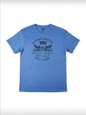 Levi’s Men’s XXL Heathered Blue Graphic Tee | Artisan Crafted Two Horse Logo